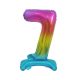 Number Rainbow Colorful mini number 7 foil balloon with base 38 cm