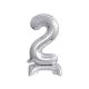 Number B&C Silver Silver Mini Number 2 Foil Balloon with Stand 38 cm