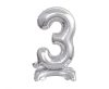 Number B&C Silver Silver mini number 3 foil balloon with base 38 cm