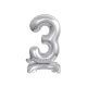 Number B&C Silver Silver mini number 3 foil balloon with base 38 cm