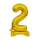 Number B&C Gold Gold mini number 2 foil balloon with base 38 cm