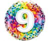 Number Rainbow Confetti Colorful No. 9 Foil Balloon 46 cm