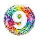 Number Rainbow Confetti Colorful No. 9 Foil Balloon 46 cm