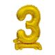 Number B&C Gold Gold mini number 3 foil balloon with base 38 cm