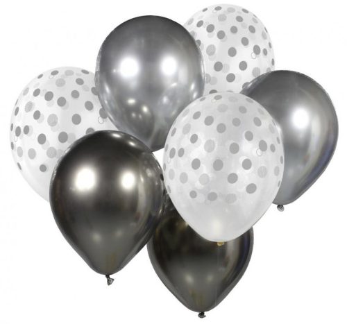 Colour Silver-Graphite balloon set, 7 pcs 12 inch (30cm)