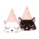 Cat Sleepy party hats, 6 pcs