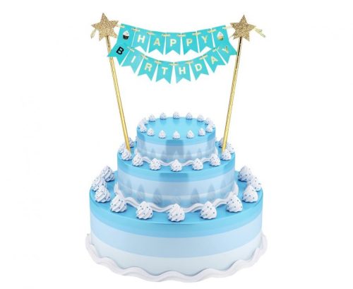 Happy Birthday Happy Birthday Light blue cake decoration 25 cm