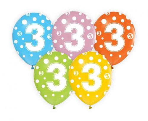 Happy Birthday Dots Happy Birthday 3 balloons, 5 pcs 12 inch (30cm)