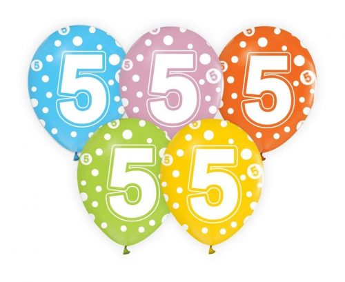 Happy Birthday Dots Happy Birthday 5 balloons, 5 pcs 12 inch (30cm)