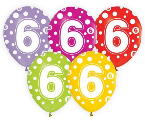 Happy Birthday Dots Happy Birthday 6 balloons, pack of 5 balloons 12 inches (30cm)