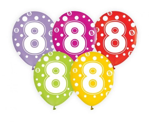 Happy Birthday Dots Happy Birthday 8 Balloons, 5 Pieces 12 inch (30cm)