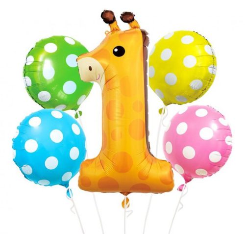 Animals Dots Giraffe Foil Balloon 5-piece Set