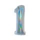 Number Holographic Silver, Silver Number 1 Foil Balloon 76 cm