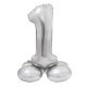 Number Silver Silver Number 1 Foil Balloon with Base 72 cm