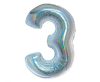 Number Holographic Silver, Silver Number 3 Foil Balloon 76 cm