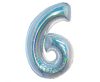 Number Holographic Silver Number 6 Foil Balloon 76 cm