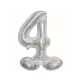 Number Holographic Silver, Silver number 4 foil balloon with base 72 cm