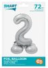 Number Silver Silver Number 2 Foil Balloon with Base 72 cm