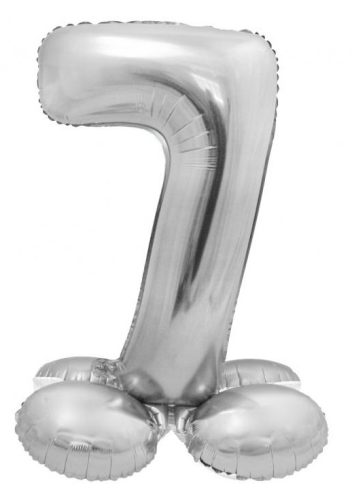 Number Silver Silver number 7 foil balloon with base 72 cm