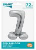 Number Silver Silver number 7 foil balloon with base 72 cm