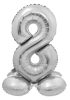 Number Silver Silver Number 8 Foil Balloon with Base 72 cm