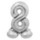 Number Silver Silver Number 8 Foil Balloon with Base 72 cm