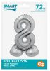 Number Silver Silver Number 8 Foil Balloon with Base 72 cm