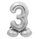 Number Silver Silver number 3 foil balloon with base 72 cm