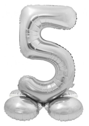 Number Silver Silver number 5 foil balloon with base 72 cm