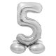 Number Silver Silver number 5 foil balloon with base 72 cm