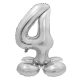 Number Silver Silver number 4 foil balloon with base 72 cm