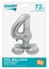 Number Silver Silver number 4 foil balloon with base 72 cm