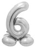 Number Silver Silver number 6 foil balloon with base 72 cm