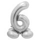 Number Silver Silver number 6 foil balloon with base 72 cm