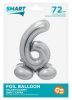 Number Silver Silver number 6 foil balloon with base 72 cm