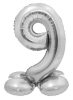 Number Silver Silver number 9 foil balloon with base 72 cm