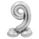 Number Silver Silver number 9 foil balloon with base 72 cm