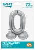 Number Silver Silver Number 0 Foil Balloon with Stand Base 72 cm