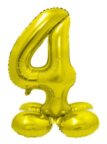 Number Gold Gold Number 4 Foil Balloon with Base 72 cm