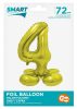 Number Gold Gold Number 4 Foil Balloon with Base 72 cm