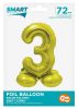 Number Gold Gold Number 3 Foil Balloon with Base 72 cm