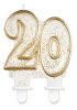 Colour Gold Gold glitter number 20 birthday candle