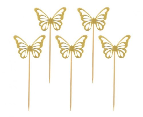 Butterfly Gold decorative stick 12 pcs