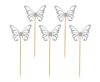 Butterfly Silver decorative stick 12 pcs