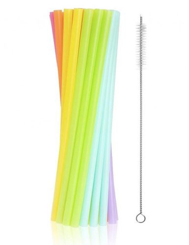 Colour Colors plastic reusable straw set of 17 + brush