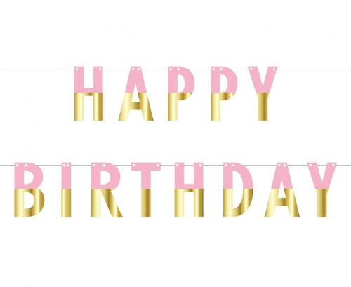 Happy Birthday Pink Gold Pink Happy Birthday paper banner 160 cm