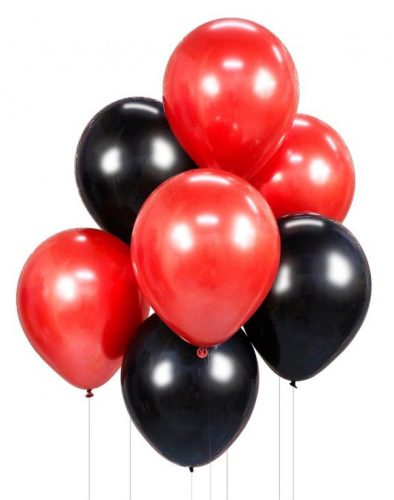 Colour Red-Black balloon set, 7 pcs, 12 inch (30cm)