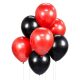 Colour Red-Black balloon set, 7 pcs, 12 inch (30cm)