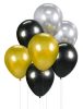 Colour Gold-Silver-Black balloon, set of 7 balloons 12 inches (30cm)