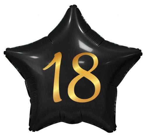 Happy Birthday Black Black Happy Birthday 18 Star Foil Balloon 44 cm